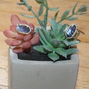 ELISA NECKLACE & RING GOLDTONE KENDRA SCOTT BLUE